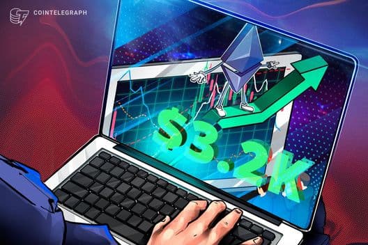 Un "ballena" de Ethereum abre apuestas a largo de $90M como el gráfico de precios de ETH mira hacia $3.200