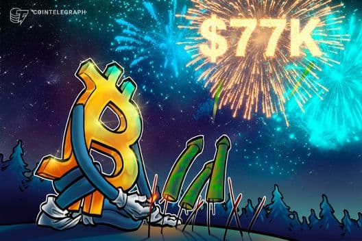 El índice de sentimiento de las criptomonedas se dispara a un máximo de 3 meses mientras Bitcoin se mantiene en 77.000 dólares