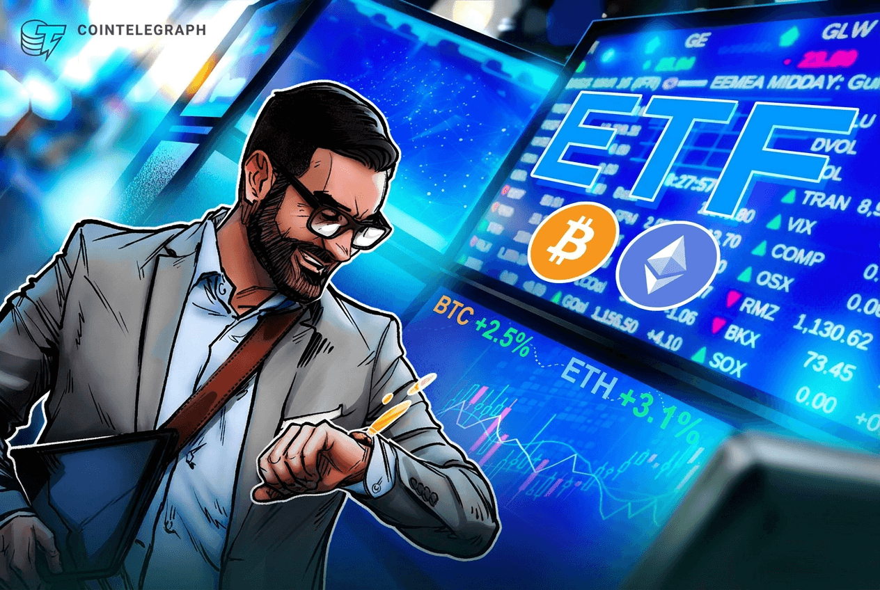 Los inflows de los ETF de criptomonedas en EE. UU. se enfrían tras una semana de $3.3B, pero las rachas se mantienen