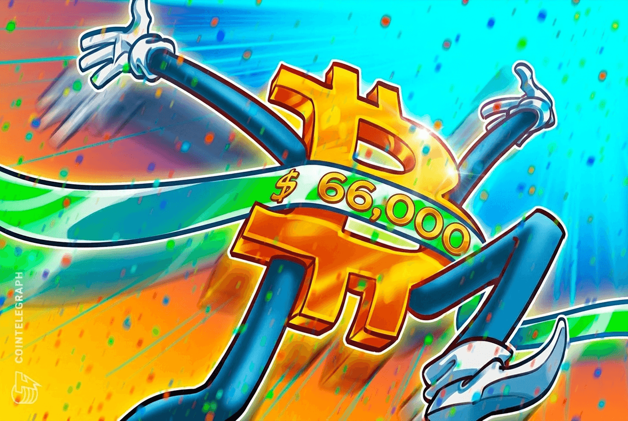 El precio de Bitcoin alcanza los $66.300 como intento de ruptura de rango desencadena un máximo de 1 mes