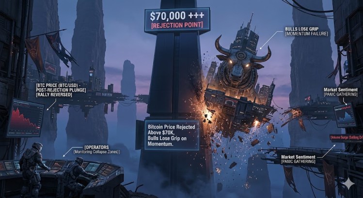 El Precio de Bitcoin Es Rechazado Por Encima de $70K, Los Toros Pierden el Control del Momento