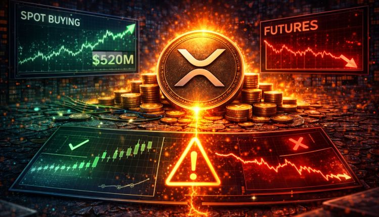 La Compra Spot de XRP Alcanza los $520 Millones Mientras los Futuros Permanecen Negativos. Esta Es la Señal a Observar Para un Movimiento Real