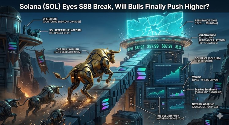 Solana (SOL) Apunta a la Ruptura de $88, ¿Finalmente Empujarán los Toros Más Alto?