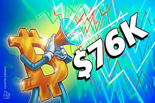 Bitcoin enfrenta 'presión de venta a corto plazo' tras subir a $76K: CryptoQuant