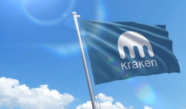 Bandera con el logo de Kraken