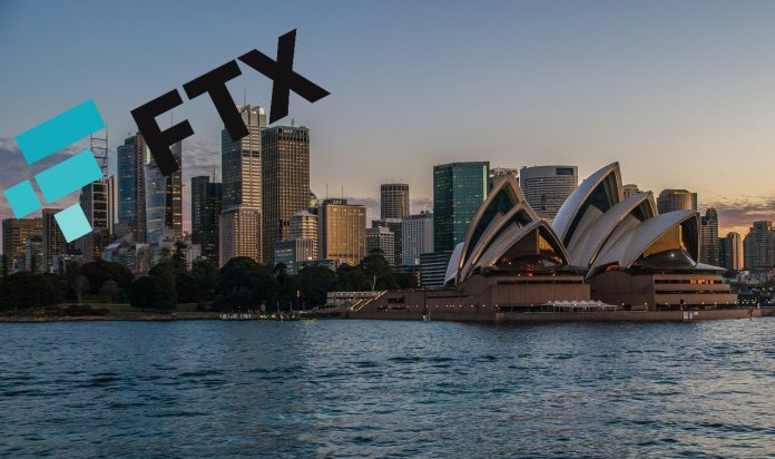 Imagen de la ciudad australiana de Sídney con el logo de FTX