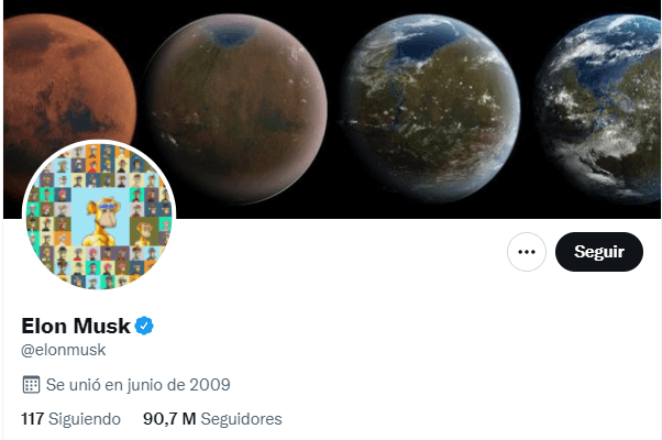 Imagen del perfil de Elon Musk en Twitter