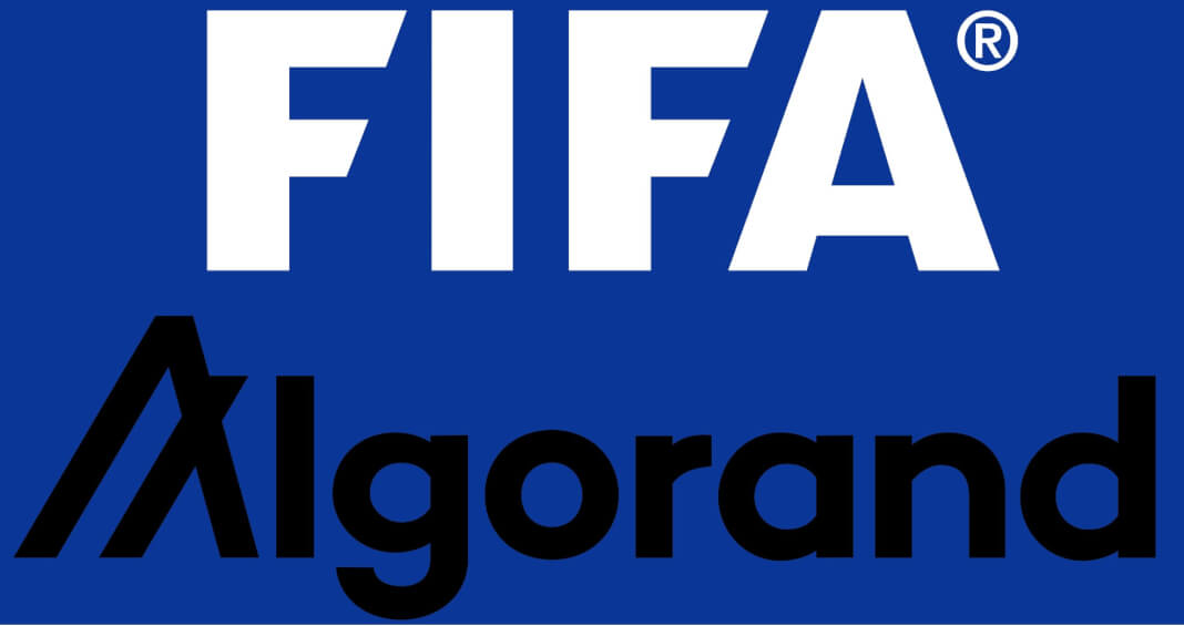 Imagen con el logo de la FIFA y Algorand