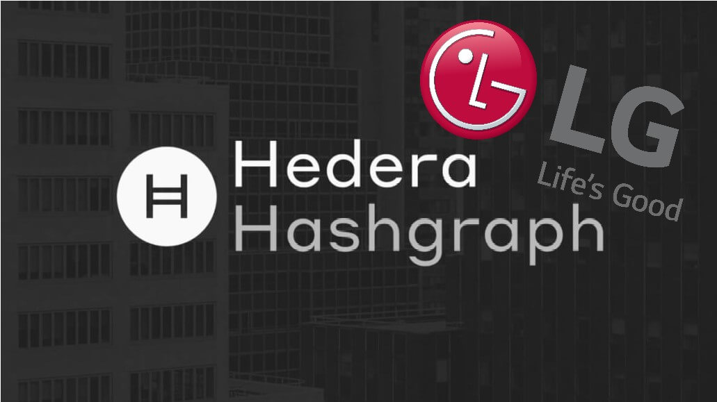 Logo de la compañía LG y la red Hedera