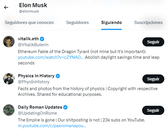 Imagen de los seguidores de Elon Musk en Twitter.